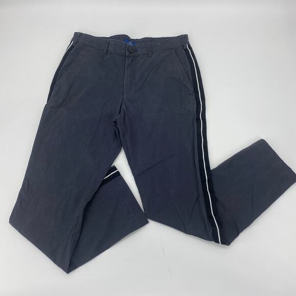 GEORGE Grey Contrast Ribbon Stretch Straight Leg Pants Mens Size 32 Casual - Picture 1 of 6